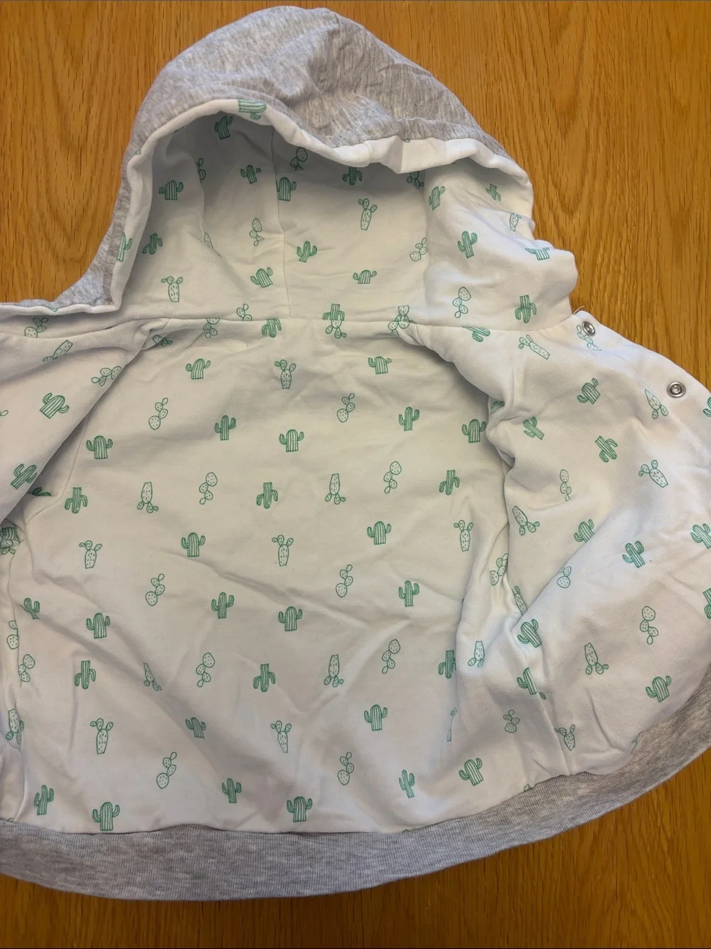 Absorba Gray Hoodie Jacket & White Cactus Print Footed Onesie - aged 18months